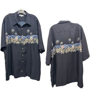 Pierre Cardin Black Tropical Embroidered Shirt